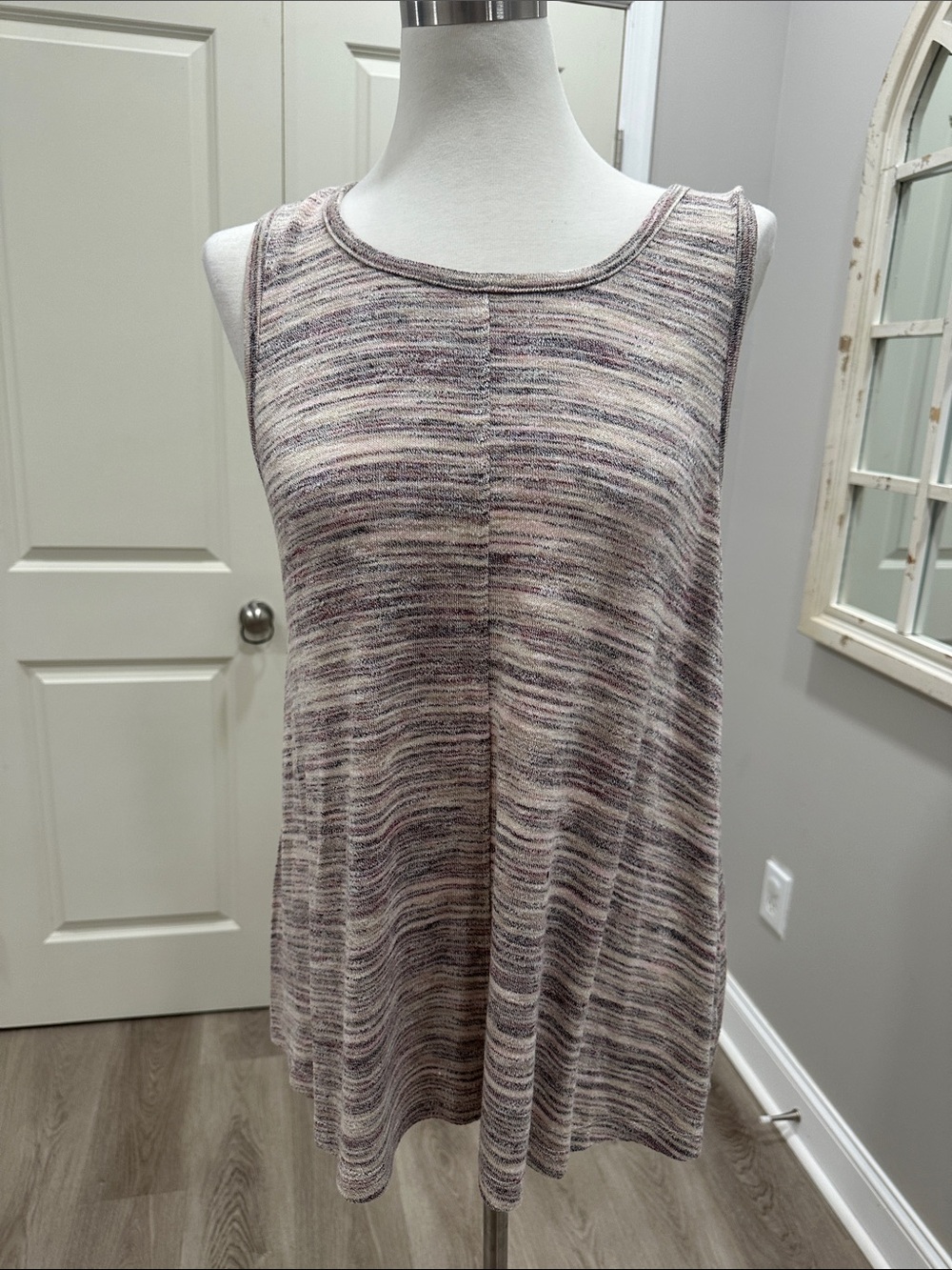 Knox Rose Space-Dye Sleeveless Tank - Pink and Gray